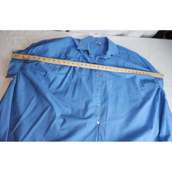 Y2K,smocked, top, dolman cuffed sleeves, collard, button up, 100% cotton, size3X - Picture 16 of 16